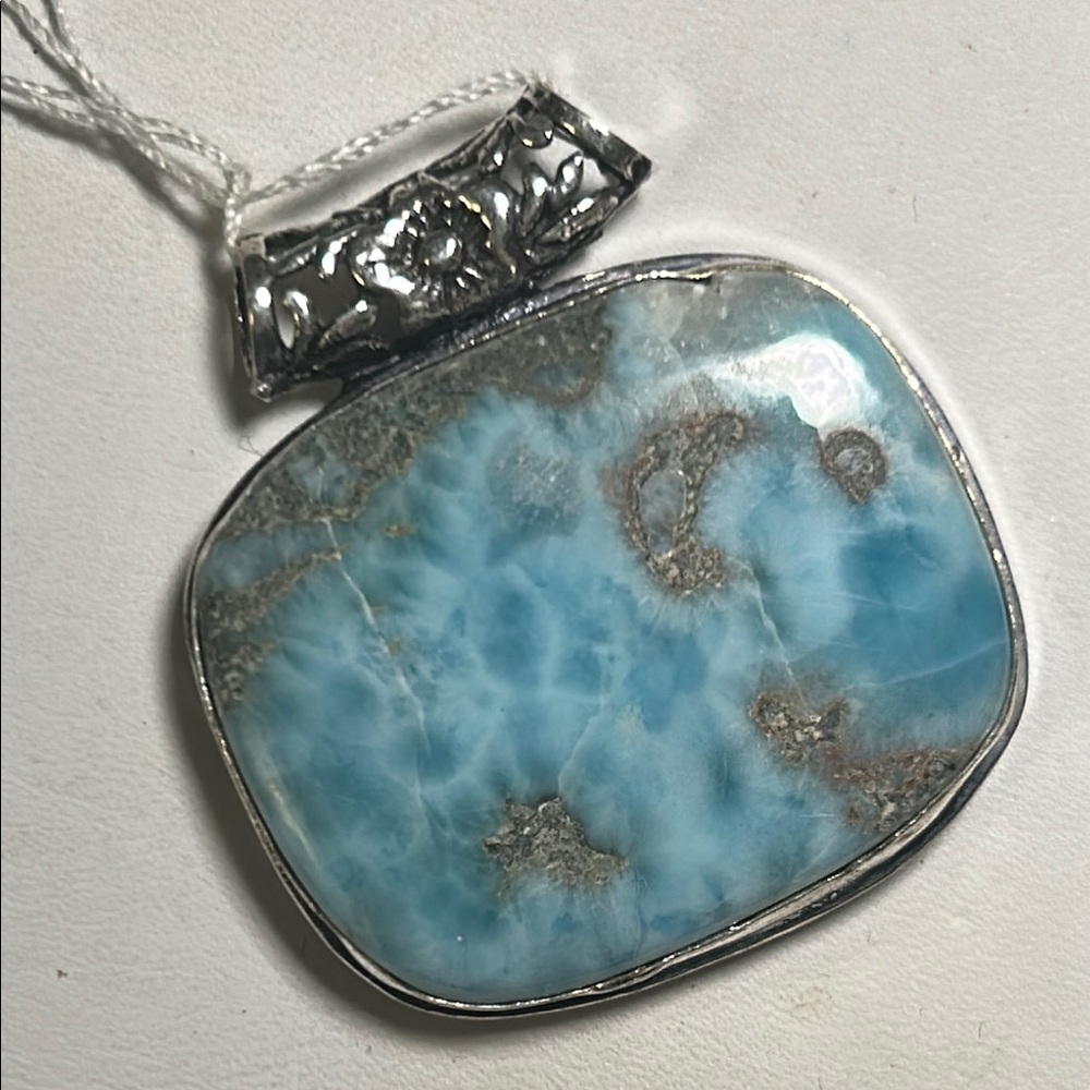 Sterling Larimar Large Pendant
